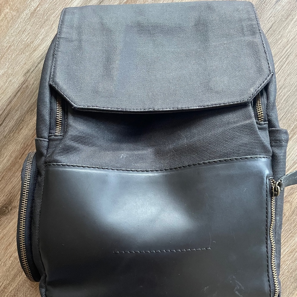 Atlas Supply Co Brooklyn Canvas Leather Backpack 15” Laptop Camera